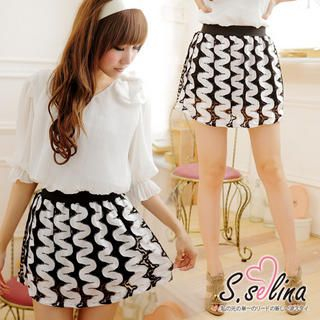 Patterned Skirt White - One Size