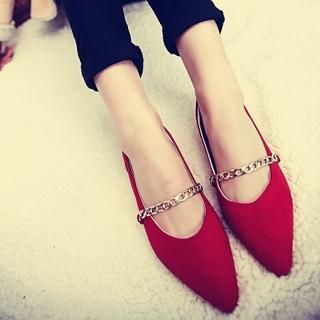 SouthBay Shoes Chain Strap Pointy Flats