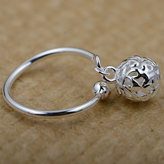 maxine Sterling Silver Hollow Ball Dangle Ring