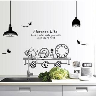 LESIGN Tableware and Light Wall Sticker Black - One Size