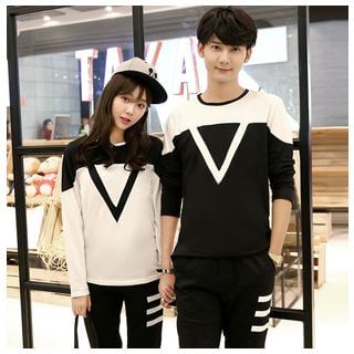 Sienne Matching Couple Two-Tone Long-Sleeve T-Shirt