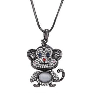 Glitglow Rhinestone Monkey Necklace