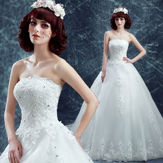 Angel Bridal Lace Long Train Wedding Dress