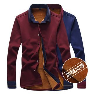 JVR Fleece-lined Colour Block Long-Sleeve Shirt