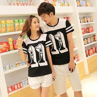 Lovebirds Short-Sleeve Printed Couple T-Shirt