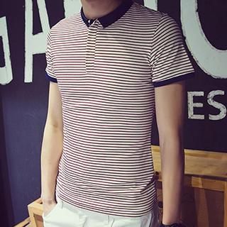 Newlook Short-Sleeve Striped Polo Shirt