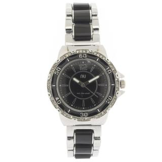 N:U - Not the Usual Crystal Covered Wrist Watch Silver & Black - One Size