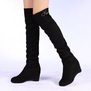 Pretty in Boots Scrunched Hidden Wedge Stocking Boots
