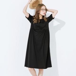CatWorld Elbow-Sleeve Shirred Dress