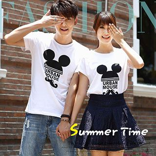 Igsoo Couple Printed Short-Sleeve T-shirt