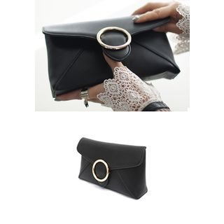 STYLEBYYAM Faux-Leather Buckled Clutch with Strap