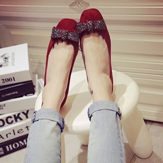 Crystella Bow Accent Flats
