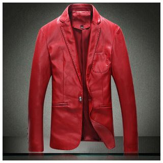 Debon Faux Leather Single Button Jacket