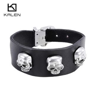 Carobell Skull Stud Genuine Leather Bracelet