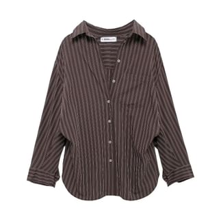 Long-Sleeve Collared Striped Button Up Shirt