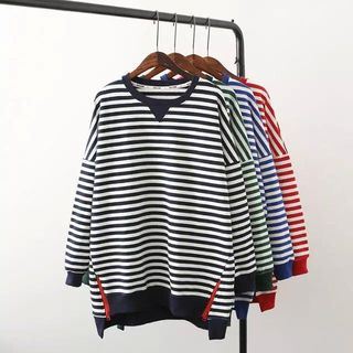 Aigan Zip-Hem Striped Pullover