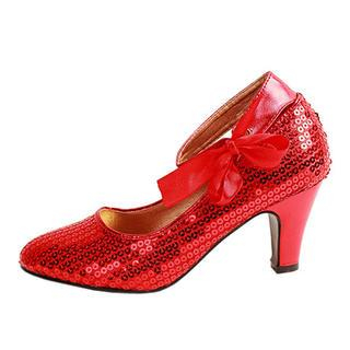 Royal Style Sequined Ankle Strap Pumps