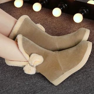 Shoes Galore Bow Fleece-lined Mid-calf Boots