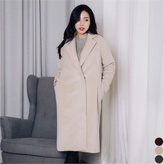 ANNINA Hidden-Button Wool Blend Coat