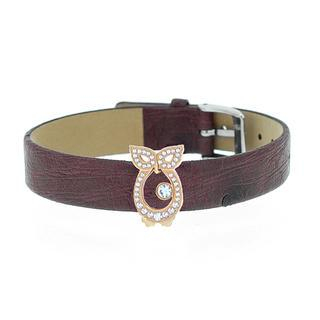 COSI MODA Steel / Leather Bracelet with Cubic Zirconia