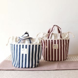 Timbera Drawstring Striped Lunch Bag