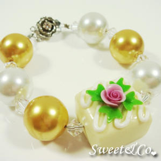 Sweet & Co. Sweet Color Rose Yellow Chocolate Pearl Crystal Bracelet