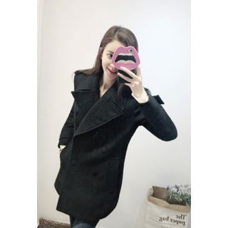 ATTYSTORY Double-Breasted Wool Blend Coat