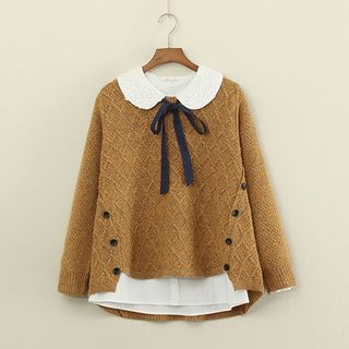 Mushi Button-Accent Marled Sweater