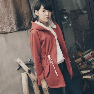Tokyo Fashion Fleece-Trim Drawstring Hooded Coat
