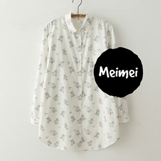 Meimei Bird Patterned Long Shirt