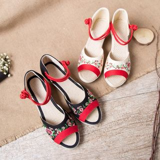 Embroider | Fabric | Sandal | Wedge