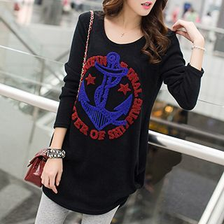 Dream Girl Embroidered Anchor Long-Sleeve T-shirt