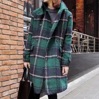 Eva Fashion Plaid Woolen Coat