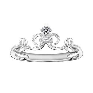 MaBelle 18K White Gold Diamond Mermaid Milgrain Crown Bridal Wedding Ring (0.05cttw)