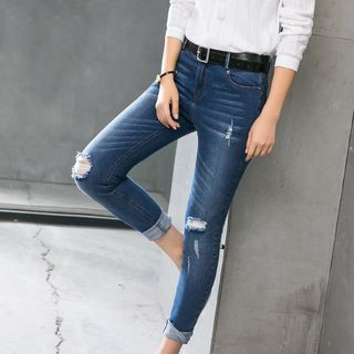 MEFOUND BASIC Distressed Skiinny Jeans