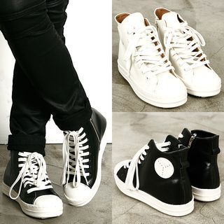 Rememberclick Faux-Leather High-Top Sneakers