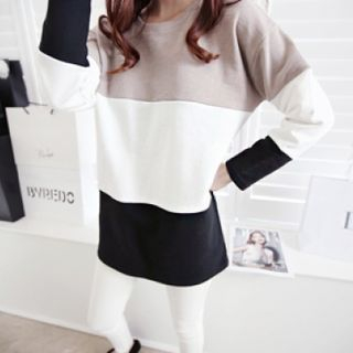 DAILY LOOK Round-Neck Color-Block Long Pullover