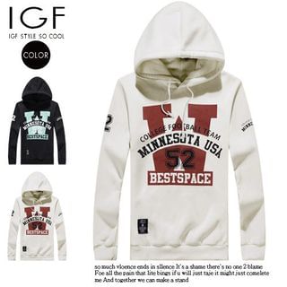 I Go Fashion Lettering Hooded Pullover