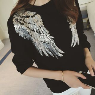 MayFair Sequined Wings Pullover
