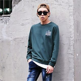 Superstar.i Layered Hem Flag Print Sweatshirt