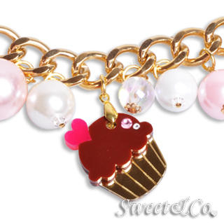 Sweet & Co. Mini Gold Chocolate Cupcake Swarovski Crystal Charm Bracelet Gold - One Size