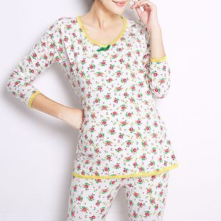 JUSTMAMA Maternity Pajama Set: Floral Print Long-Sleeve Top + Pants