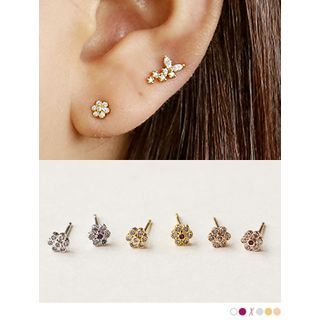 PINKROCKET Rhinestone Flower Earrings