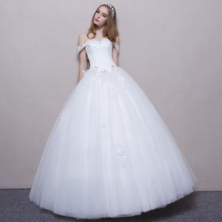 Posh Bride Off-shoulder Floor-length Wedding Dress