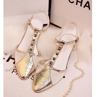 Chryse T-Strap Metallic Sandals