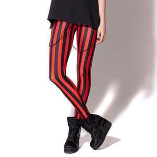 Omifa Striped Leggings  Red - One Size