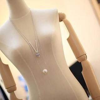 Love Generation Faux-Pearl Layered Rhinestone Long Necklace
