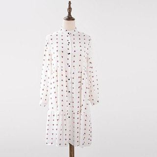 X:Y Long-Sleeve Print Frilled Dress
