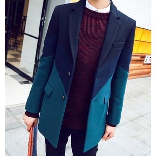 Fisen Color-Block Wool-Blend Coat