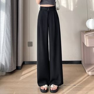 High Waist Plain Wide Leg Suit Pants (Various Designs)